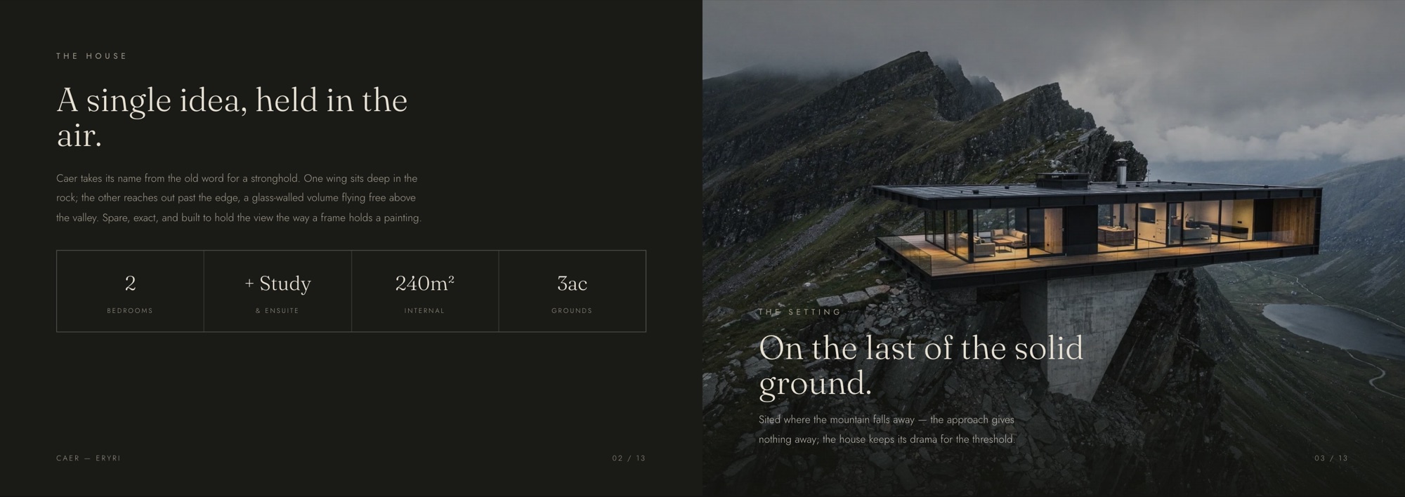 Caer — a brochure spread.