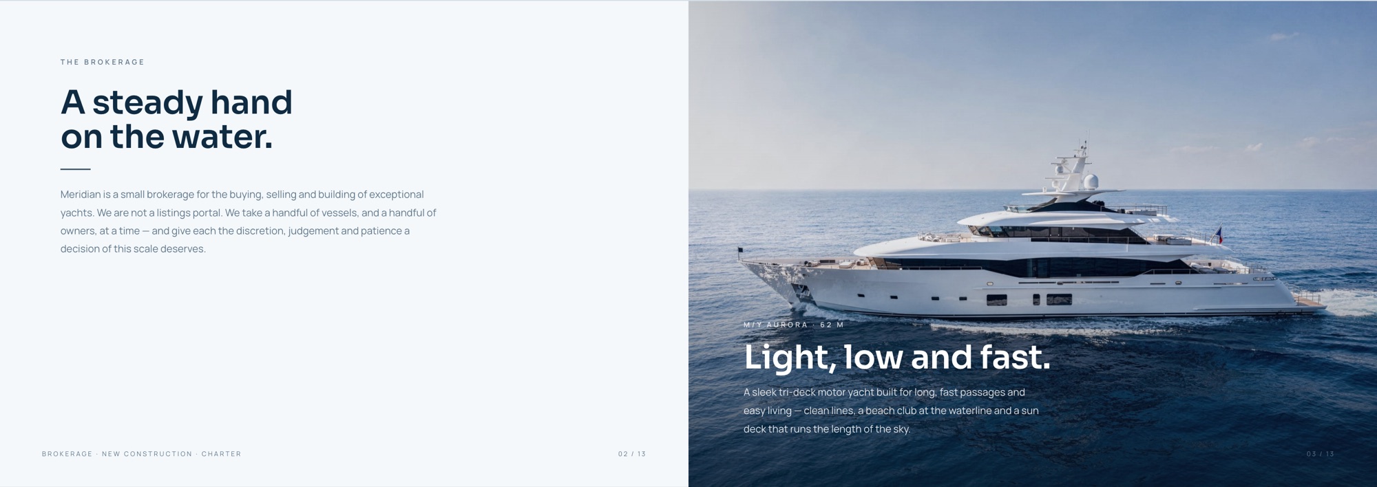 MERIDIAN — a brochure spread.